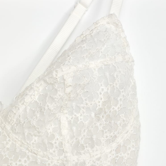 Free People Lele Embroidered Lace Lace-Up Longline Bra White XS - Picture 6 of 13